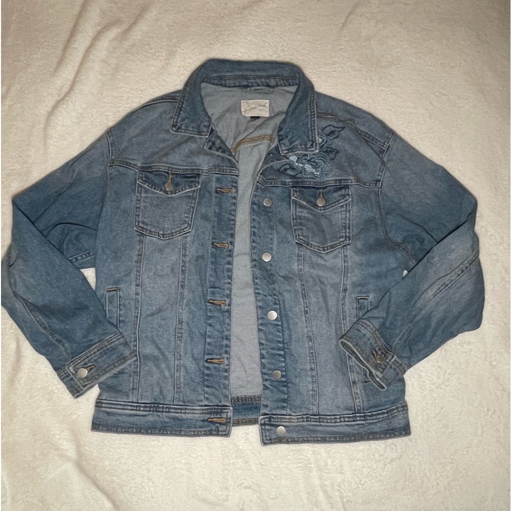 Universal Threads Jean Jacket (With Embroidered F… - image 1